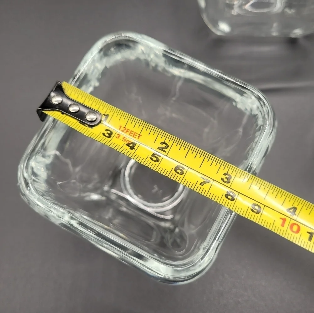 Votive Tapered Square Clear Glass Curved Vase Flower Pot Candy Dish Set of 3​​​